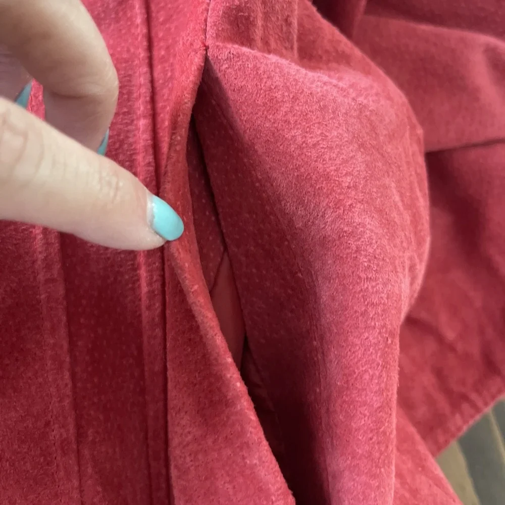 VTG Live A Little Red Suede Jacket Womens L Snap Front Western Boho